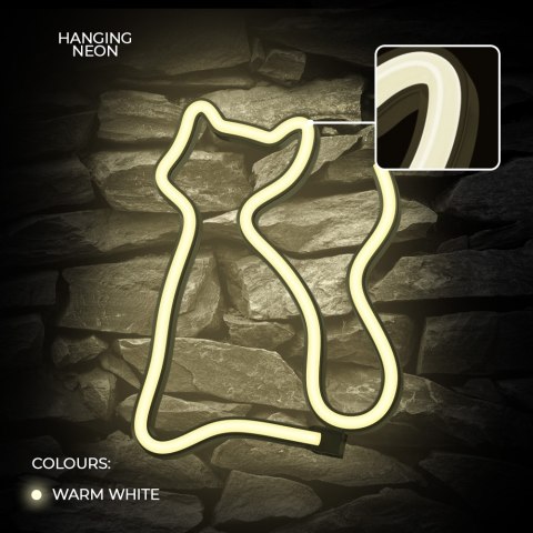 Neon LED KOT ciepły biały Bat + USB FLNE03 Forever Light