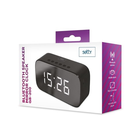Setty głośnik Bluetooth Mirror clock GB-200 czarny Setty głośnik Bluetooth Mirror clock GB-200 czarny