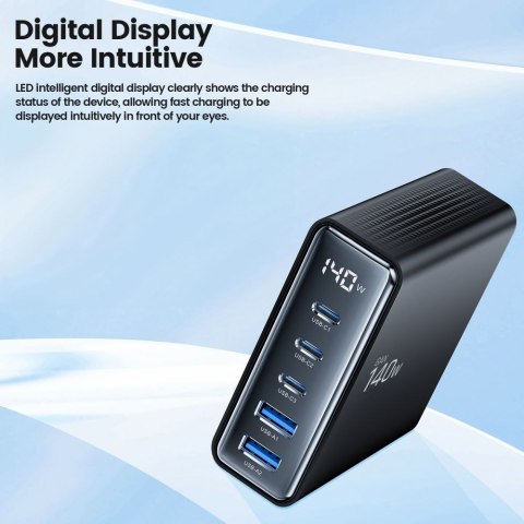 TECH-PROTECT DC140W-GAN 5-PORT DESKTOP CHARGER PD 140W / QC3.0 BLACK