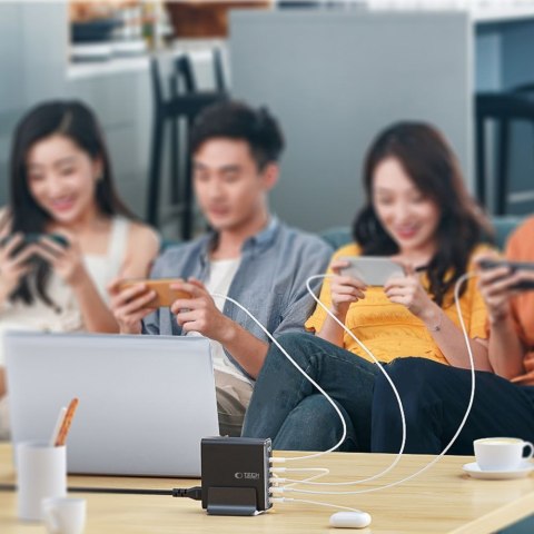 TECH-PROTECT DC140W-GAN 5-PORT DESKTOP CHARGER PD 140W / QC3.0 BLACK