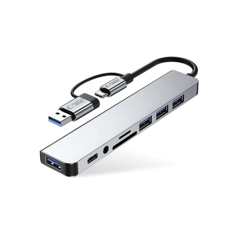 TECH-PROTECT HB06 HUB ADAPTER 8IN1 TYPE-C + USB2.0 + USB3.0 + SD/TF + AV3.5 SPACE GREY
