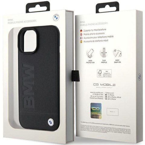 BMW nakładka do iPhone 15 6,1" BMHCP15SSLLBK czarna HC Leather Hot Stamp BMW nakładka do iPhone 15 6,1" BMHCP15SSLLBK czarna HC Leather Hot Stamp