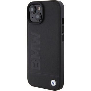 BMW nakładka do iPhone 15 Plus 6,7" BMHMP15MSLLBK czarna HC Magsafe Leather Hot Stamp