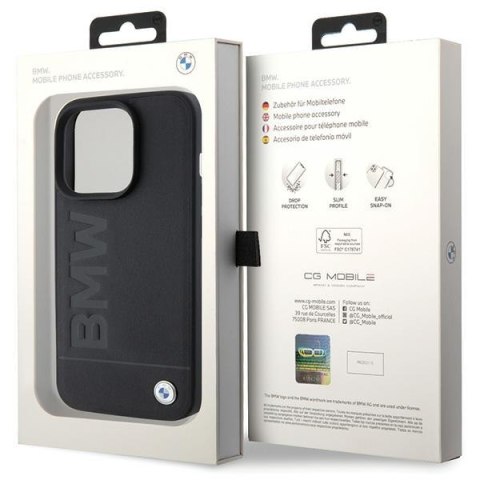 BMW nakładka do iPhone 15 Pro Max 6,7" BMHCP15XSLLBK czarna HC Leather Hot Stamp BMW nakładka do iPhone 15 Pro Max 6,7" BMHCP15XSLLBK czarna HC Leather Hot Stamp
