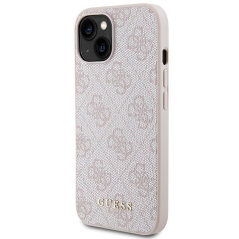 Guess nakładka do iPhone 15 6,1" GUHCP15SG4GFPI różowa HC PU 4G Metal Logo Guess nakładka do iPhone 15 6,1" GUHCP15SG4GFPI różowa HC PU 4G Metal Logo