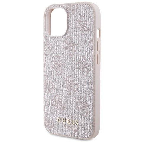 Guess nakładka do iPhone 15 6,1" GUHCP15SG4GFPI różowa HC PU 4G Metal Logo Guess nakładka do iPhone 15 6,1" GUHCP15SG4GFPI różowa HC PU 4G Metal Logo