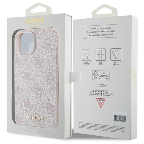 Guess nakładka do iPhone 15 6,1" GUHCP15SG4GFPI różowa HC PU 4G Metal Logo Guess nakładka do iPhone 15 6,1" GUHCP15SG4GFPI różowa HC PU 4G Metal Logo
