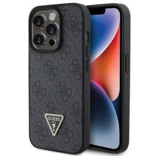 Guess nakładka do iPhone 15 Pro 6,1" GUHCP15LP4TDPK czarna HC PU Leather 4G Triangle Strass