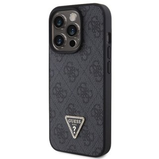 Guess nakładka do iPhone 15 Pro 6,1" GUHCP15LP4TDPK czarna HC PU Leather 4G Triangle Strass