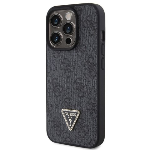 Guess nakładka do iPhone 15 Pro 6,1" GUHCP15LP4TDPK czarna HC PU Leather 4G Triangle Strass Guess nakładka do iPhone 15 Pro 6,1" GUHCP15LP4TDPK czarna HC PU Leather 4G Triangle Strass