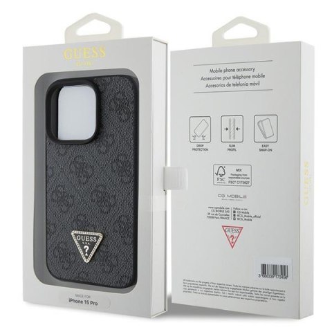 Guess nakładka do iPhone 15 Pro 6,1" GUHCP15LP4TDPK czarna HC PU Leather 4G Triangle Strass Guess nakładka do iPhone 15 Pro 6,1" GUHCP15LP4TDPK czarna HC PU Leather 4G Triangle Strass