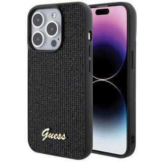 Guess nakładka do iPhone 15 Pro 6,1" GUHCP15LPMSDGSK czarna HC PU Disco Script Metal