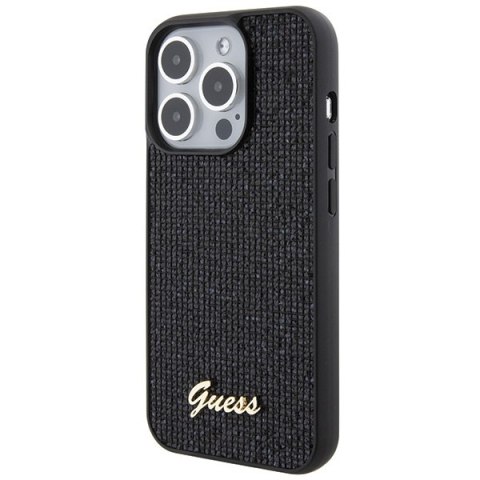 Guess nakładka do iPhone 15 Pro 6,1" GUHCP15LPMSDGSK czarna HC PU Disco Script Metal