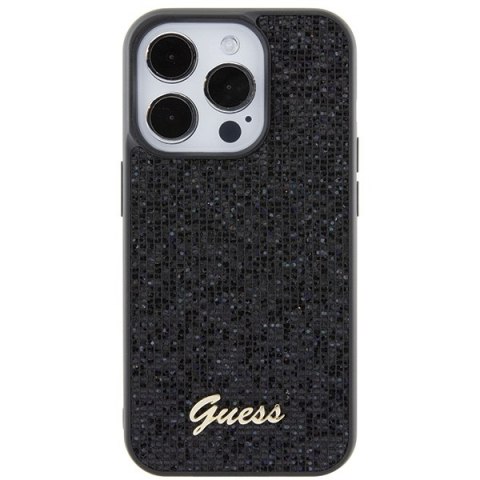 Guess nakładka do iPhone 15 Pro 6,1" GUHCP15LPMSDGSK czarna HC PU Disco Script Metal