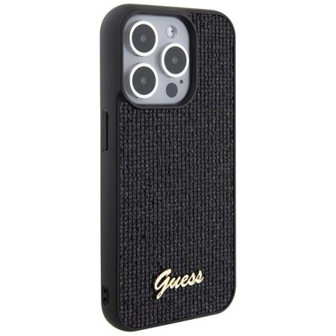 Guess nakładka do iPhone 15 Pro 6,1" GUHCP15LPMSDGSK czarna HC PU Disco Script Metal