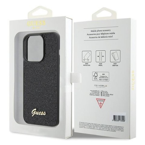 Guess nakładka do iPhone 15 Pro 6,1" GUHCP15LPMSDGSK czarna HC PU Disco Script Metal
