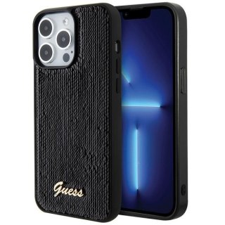 Guess nakładka do iPhone 15 Pro 6,1" GUHCP15LPSFDGSK czarna HC Sequin Script Metal