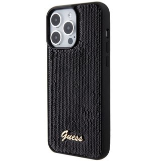 Guess nakładka do iPhone 15 Pro 6,1" GUHCP15LPSFDGSK czarna HC Sequin Script Metal
