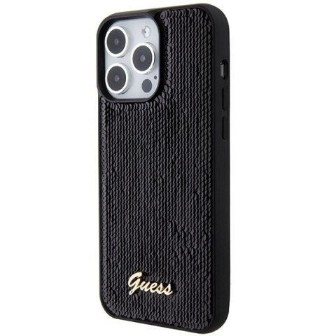 Guess nakładka do iPhone 15 Pro 6,1" GUHCP15LPSFDGSK czarna HC Sequin Script Metal