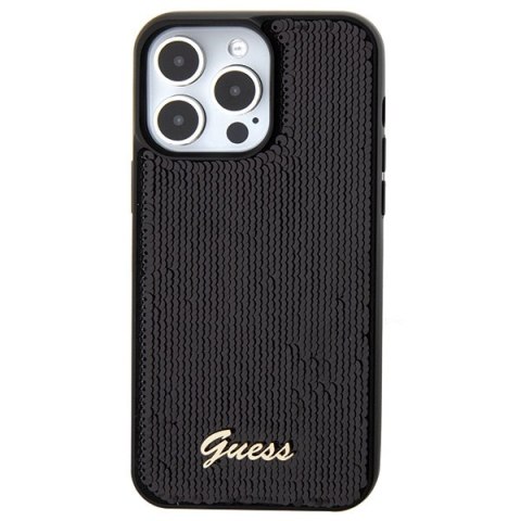 Guess nakładka do iPhone 15 Pro 6,1" GUHCP15LPSFDGSK czarna HC Sequin Script Metal