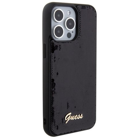 Guess nakładka do iPhone 15 Pro 6,1" GUHCP15LPSFDGSK czarna HC Sequin Script Metal