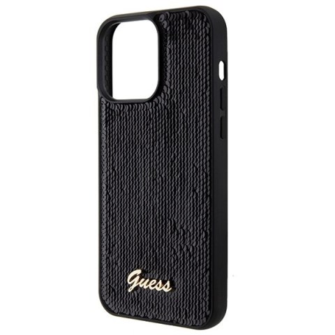 Guess nakładka do iPhone 15 Pro 6,1" GUHCP15LPSFDGSK czarna HC Sequin Script Metal