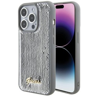 Guess nakładka do iPhone 15 Pro 6,1" GUHCP15LPSFDGSS srebrna HC Sequin Script Metal