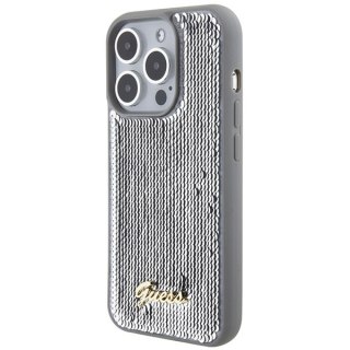Guess nakładka do iPhone 15 Pro 6,1" GUHCP15LPSFDGSS srebrna HC Sequin Script Metal
