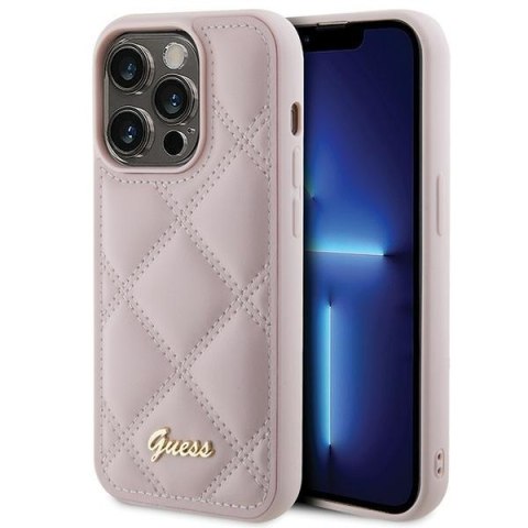 Guess nakładka do iPhone 15 Pro 6,1" GUHCP15LPSQSQSP różowa HC PU Quilted Metal Logo Guess nakładka do iPhone 15 Pro 6,1" GUHCP15LPSQSQSP różowa HC PU Quilted Metal Logo