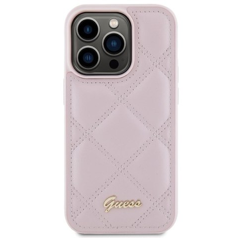 Guess nakładka do iPhone 15 Pro 6,1" GUHCP15LPSQSQSP różowa HC PU Quilted Metal Logo Guess nakładka do iPhone 15 Pro 6,1" GUHCP15LPSQSQSP różowa HC PU Quilted Metal Logo