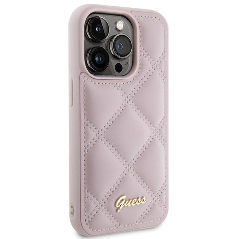 Guess nakładka do iPhone 15 Pro 6,1" GUHCP15LPSQSQSP różowa HC PU Quilted Metal Logo Guess nakładka do iPhone 15 Pro 6,1" GUHCP15LPSQSQSP różowa HC PU Quilted Metal Logo