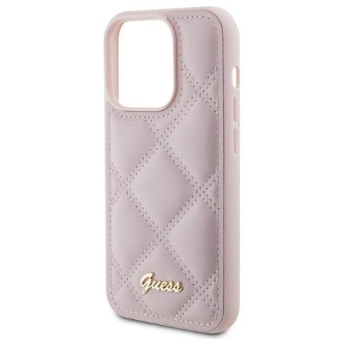 Guess nakładka do iPhone 15 Pro 6,1" GUHCP15LPSQSQSP różowa HC PU Quilted Metal Logo Guess nakładka do iPhone 15 Pro 6,1" GUHCP15LPSQSQSP różowa HC PU Quilted Metal Logo