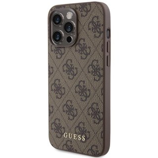 Guess nakładka do iPhone 15 Pro Max 6,7" GUHCP15XG4GFBR brązowa HC PU 4G Metal Logo