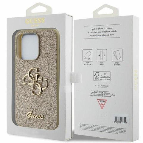 Guess nakładka do iPhone 15 Pro Max 6,7" GUHCP15XHG4SGD złota HC Fixed Glitter Big 4G