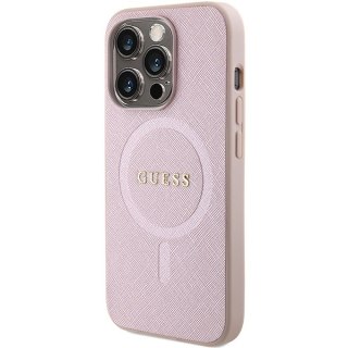 Guess nakładka do iPhone 15 Pro Max 6,7" GUHMP15XPSAHMCP różowa PU Saffiano Magsafe