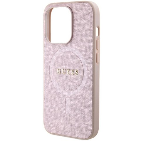 Guess nakładka do iPhone 15 Pro Max 6,7" GUHMP15XPSAHMCP różowa PU Saffiano Magsafe