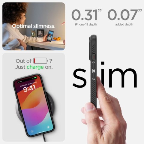 Spigen nakładka Liquid Air do iPhone 15 6,1" matowa czarna Spigen nakładka Liquid Air do iPhone 15 6,1" matowa czarna