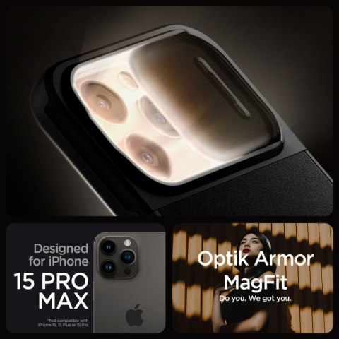 Spigen nakładka Optik Armor Mag Magsafe do iPhone 15 Pro Max 6,7" czarna Spigen nakładka Optik Armor Mag Magsafe do iPhone 15 Pro Max 6,7" czarna