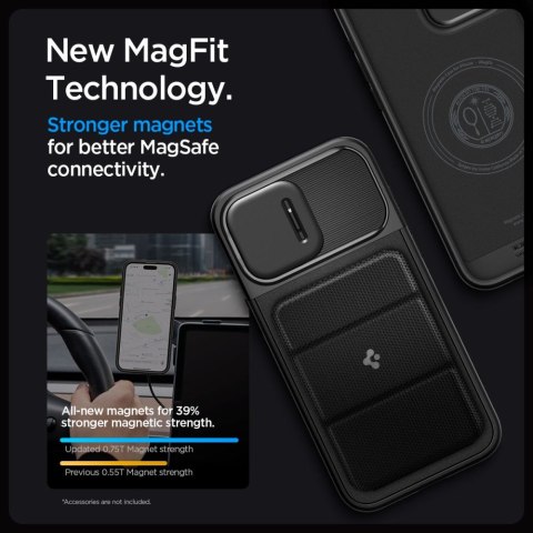 Spigen nakładka Optik Armor Mag Magsafe do iPhone 15 Pro Max 6,7" czarna Spigen nakładka Optik Armor Mag Magsafe do iPhone 15 Pro Max 6,7" czarna