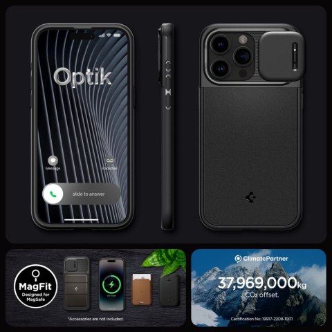 Spigen nakładka Optik Armor Mag Magsafe do iPhone 15 Pro Max 6,7" czarna Spigen nakładka Optik Armor Mag Magsafe do iPhone 15 Pro Max 6,7" czarna