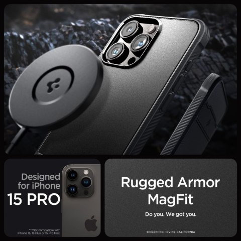 Spigen nakładka Rugged Armor Mag Magsafe do iPhone 15 Pro 6,1" matowa czarna
