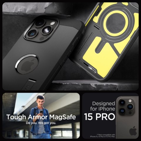 Spigen nakładka Tough Armor Mag Magsafe do iPhone 15 Pro 6,1" czarna Spigen nakładka Tough Armor Mag Magsafe do iPhone 15 Pro 6,1" czarna