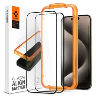 Spigen szkło hartowane ALM GLASS FC 2-PACK do iPhone 15 Pro Max 6,7" czarna