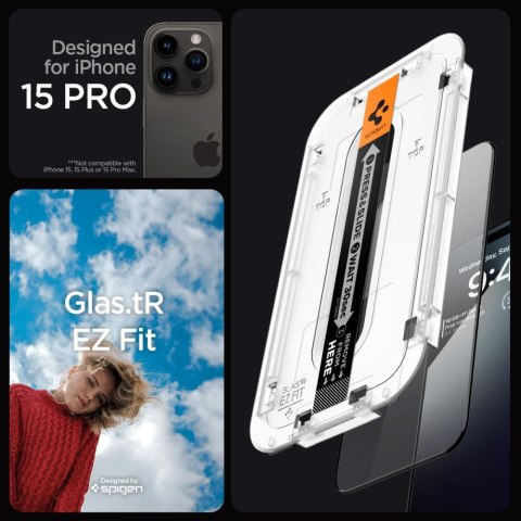Spigen szkło hartowane GLAS.TR "EZ FIT" FC 2-PACK do iPhone 15 Pro 6,1" czarna Spigen szkło hartowane GLAS.TR "EZ FIT" FC 2-PACK do iPhone 15 Pro 6,1" czarna