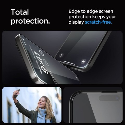 Spigen szkło hartowane GLAS.TR "EZ FIT" FC 2-PACK do iPhone 15 Pro 6,1" czarna Spigen szkło hartowane GLAS.TR "EZ FIT" FC 2-PACK do iPhone 15 Pro 6,1" czarna