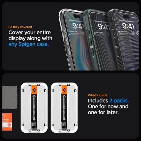 Spigen szkło hartowane GLAS.TR "EZ FIT" FC 2-PACK do iPhone 15 Pro Max 6,7" czarna Spigen szkło hartowane GLAS.TR "EZ FIT" FC 2-PACK do iPhone 15 Pro Max 6,7" czarna