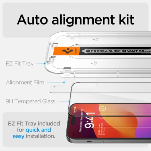 Spigen szkło hartowane GLAS.TR "EZ FIT" FC do iPhone 15 6,1" czarna Spigen szkło hartowane GLAS.TR "EZ FIT" FC do iPhone 15 6,1" czarna