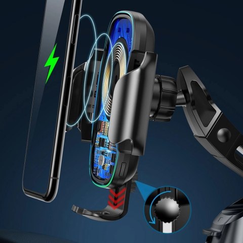 Baseus automatyczny elektryczny uchwyt samochodowy bezprzewodowa ładowarka Qi 15W czarny (WXHW03-01)