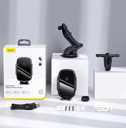 Baseus automatyczny elektryczny uchwyt samochodowy bezprzewodowa ładowarka Qi 15W czarny (WXHW03-01)