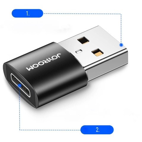 Joyroom adapter przejściówka z USB Typ C (żeński) na USB (męski) 2 szt. czarny (S-H152 Black)